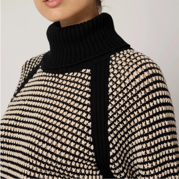 Cleobella Madison Turtleneck Sweater Black Ivory Chunky Knit Small Reg. $250 - Picture 12 of 12